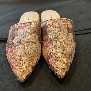 Birdies slides, 6.5, The Dove gold petal sequin mule